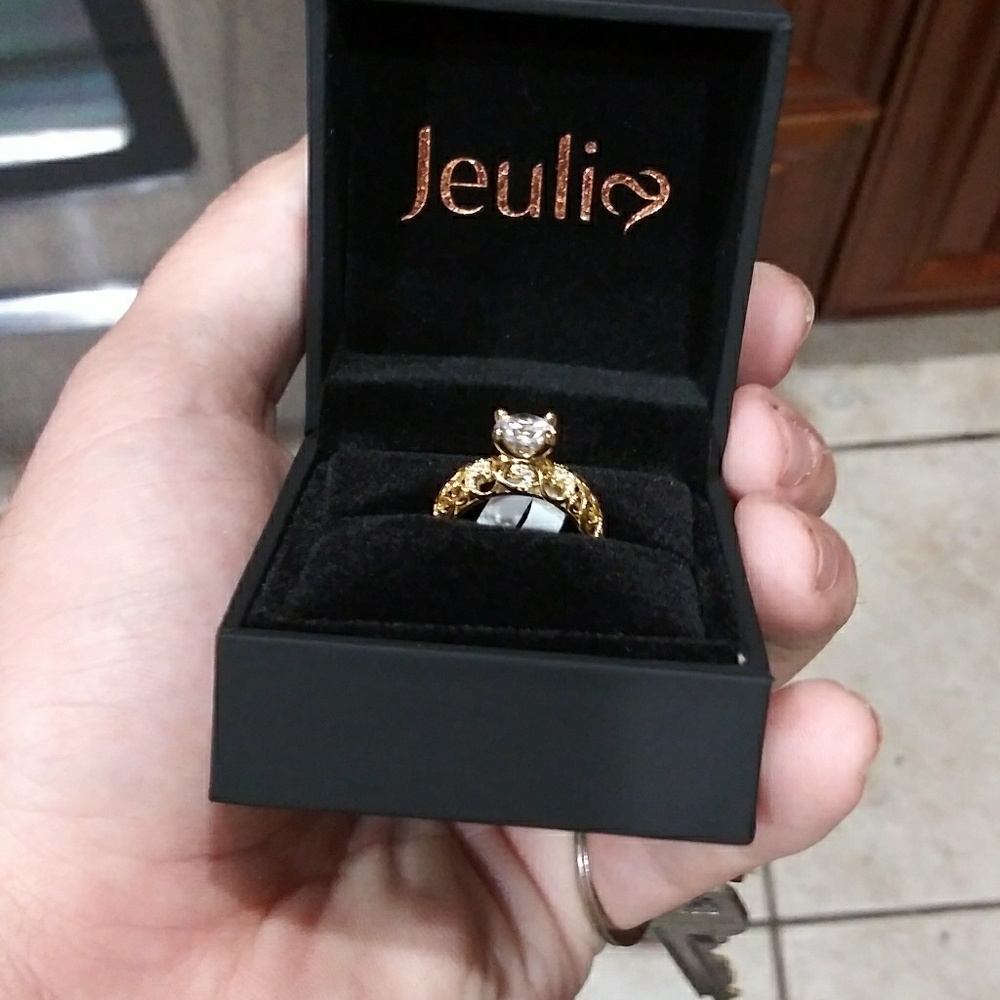 Jeulia gold over silver ring